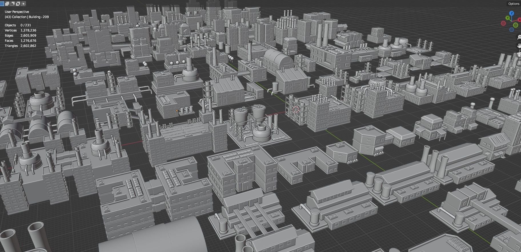 Low Poly City Buildings Pack Of 230 - Game Ready - Untextured  Low-poly 3D model_131