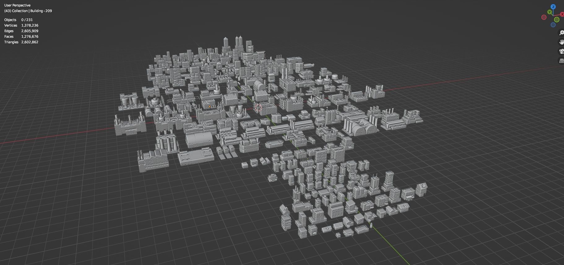 Low Poly City Buildings Pack Of 230 - Game Ready - Untextured  Low-poly 3D model_139
