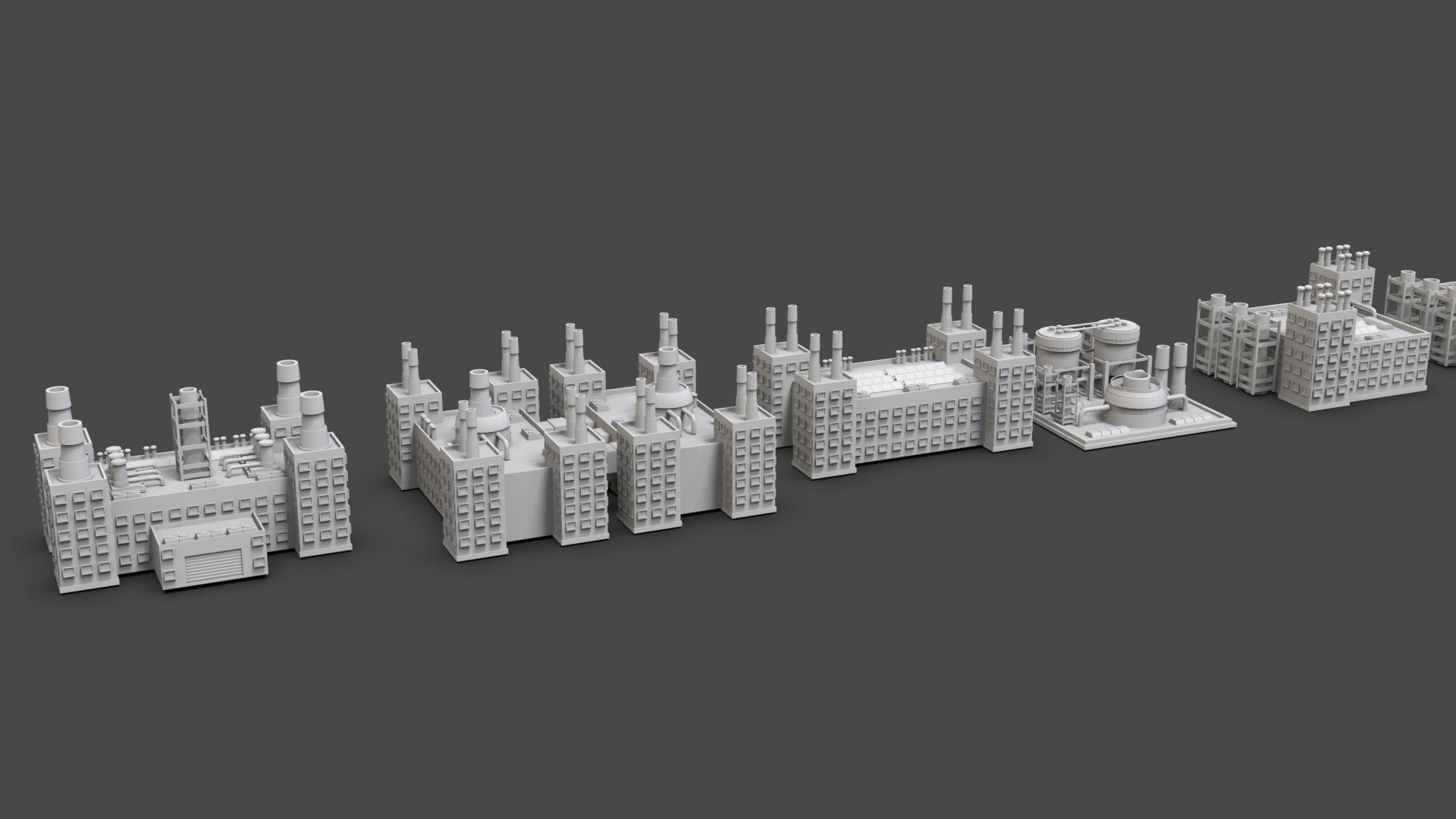 Low Poly City Buildings Pack Of 230 - Game Ready - Untextured  Low-poly 3D model_70