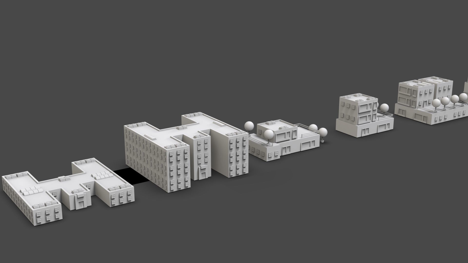 Low Poly City Buildings Pack Of 230 - Game Ready - Untextured  Low-poly 3D model_67