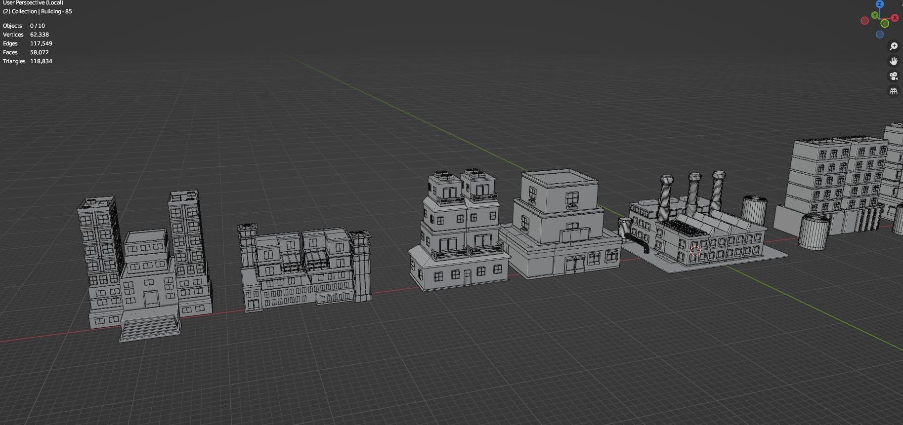 Low Poly City Buildings Pack Of 230 - Game Ready - Untextured  Low-poly 3D model_81
