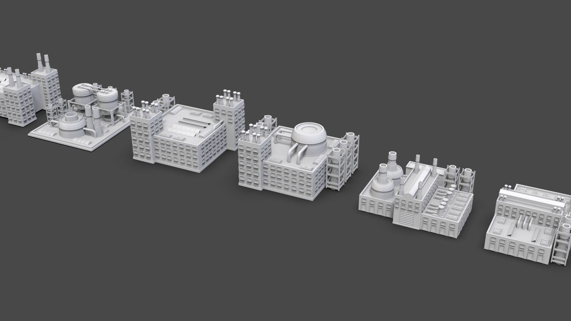 Low Poly City Buildings Pack Of 230 - Game Ready - Untextured  Low-poly 3D model_71