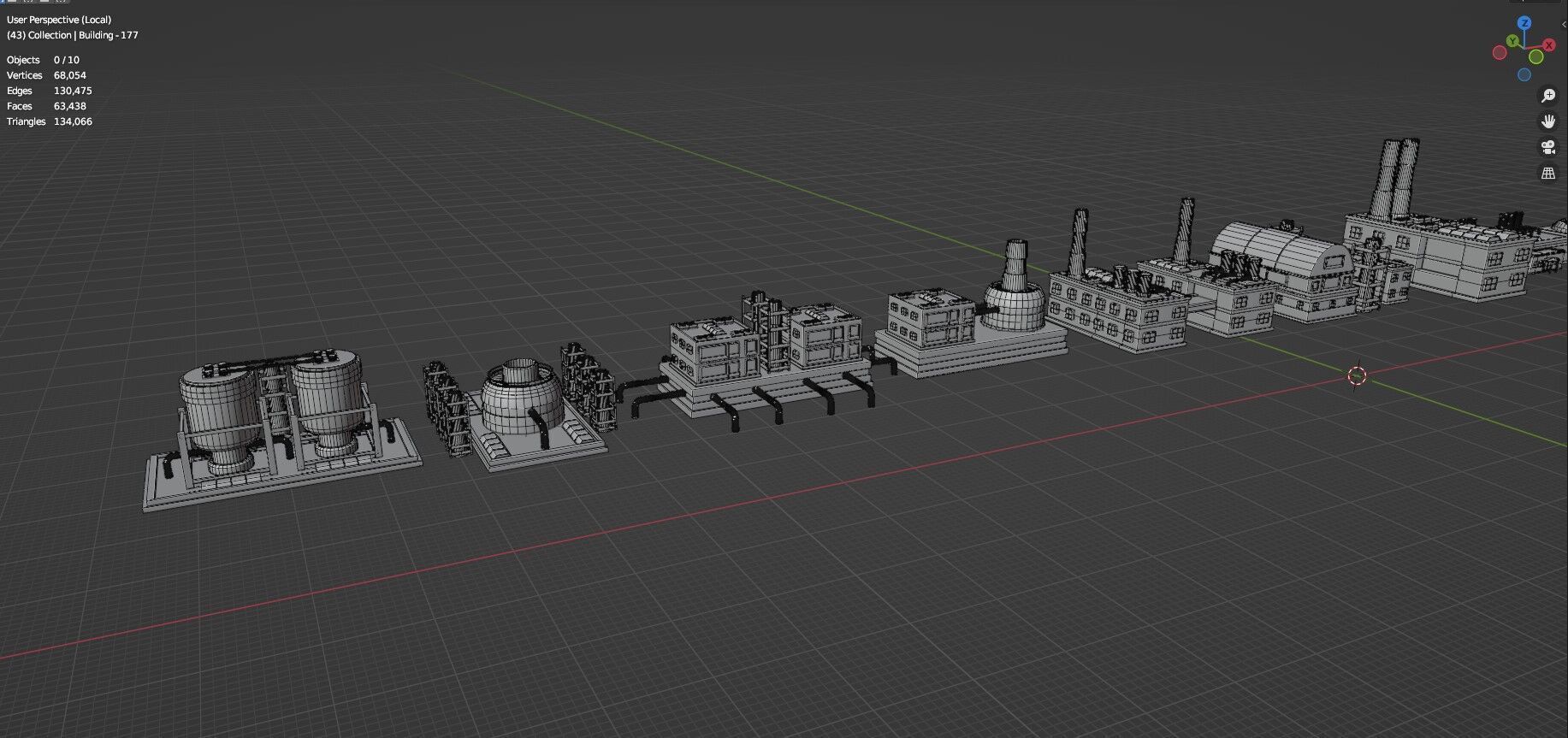 Low Poly City Buildings Pack Of 230 - Game Ready - Untextured  Low-poly 3D model_83