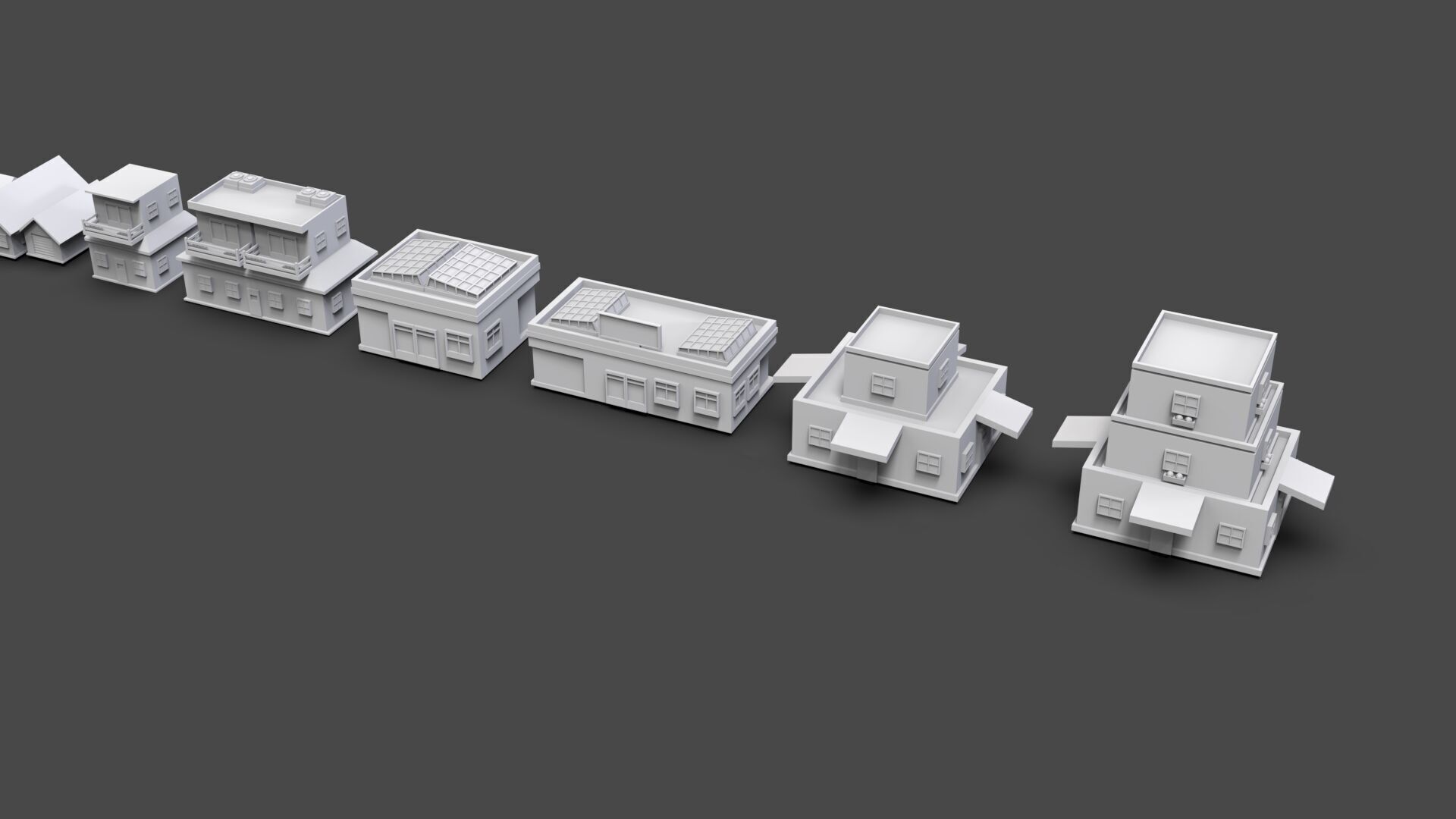 Low Poly City Buildings Pack Of 230 - Game Ready - Untextured  Low-poly 3D model_32