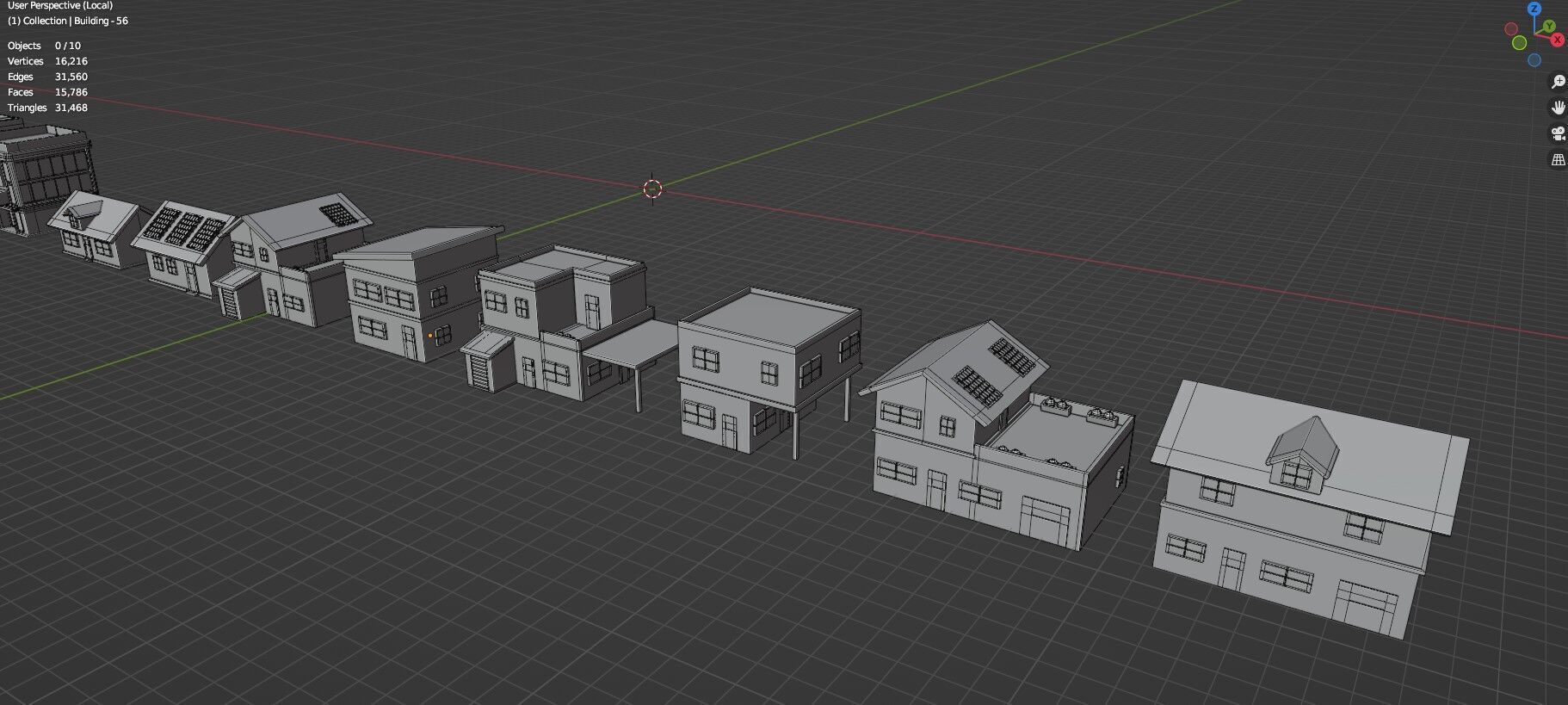 Low Poly City Buildings Pack Of 230 - Game Ready - Untextured  Low-poly 3D model_112