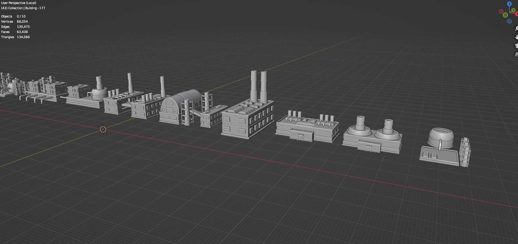 Low Poly City Buildings Pack Of 230 - Game Ready - Untextured  Low-poly 3D model_138