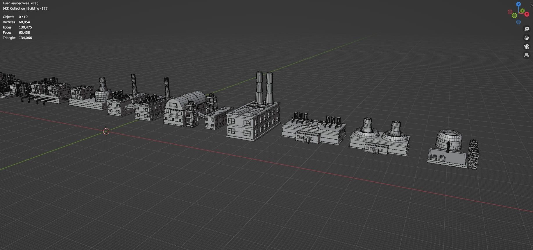 Low Poly City Buildings Pack Of 230 - Game Ready - Untextured  Low-poly 3D model_75