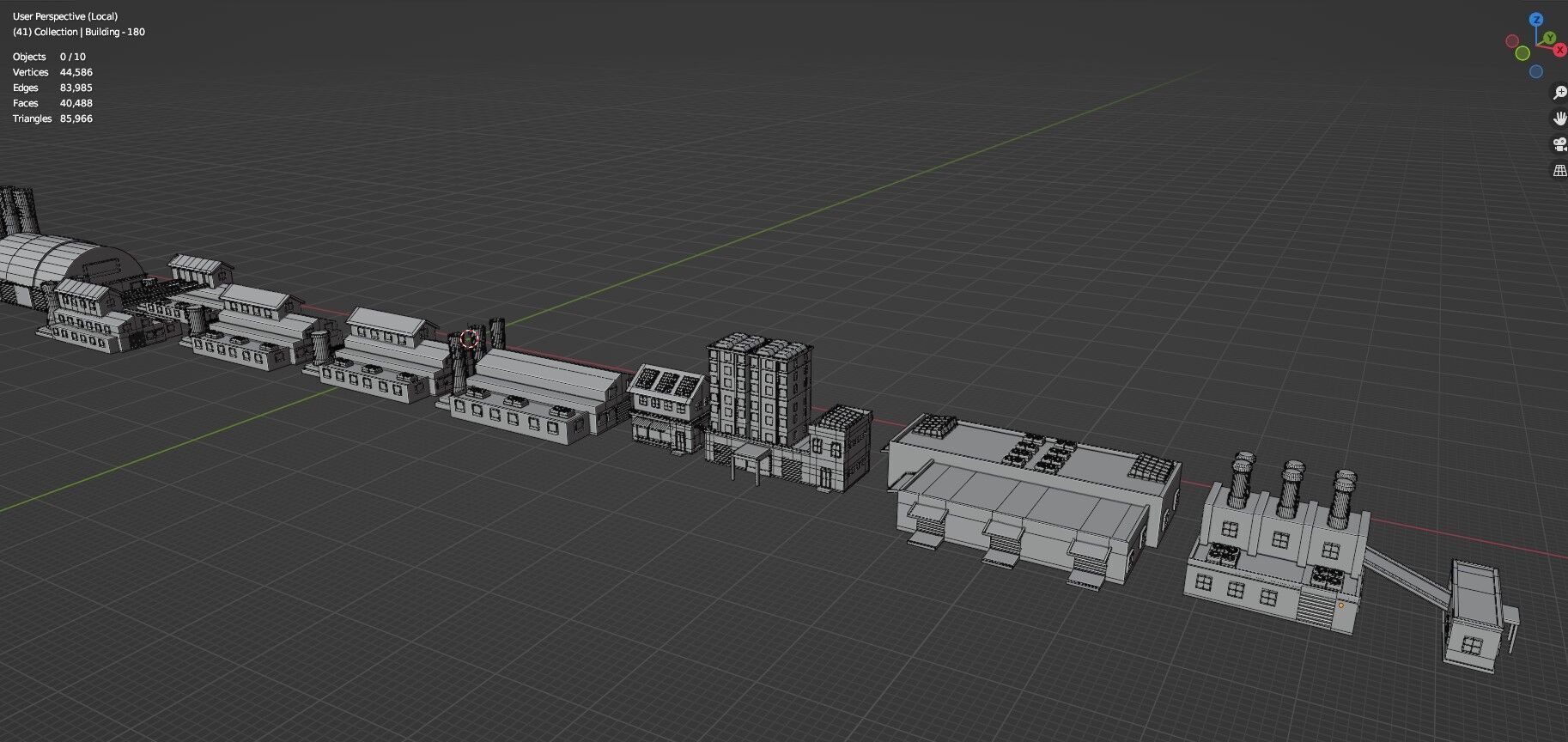 Low Poly City Buildings Pack Of 230 - Game Ready - Untextured  Low-poly 3D model_127