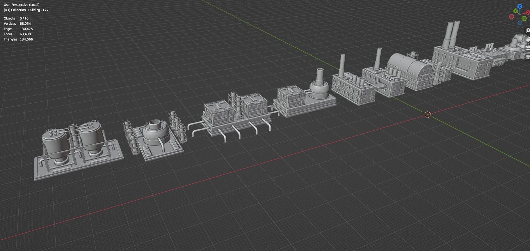 Low Poly City Buildings Pack Of 230 - Game Ready - Untextured  Low-poly 3D model_141