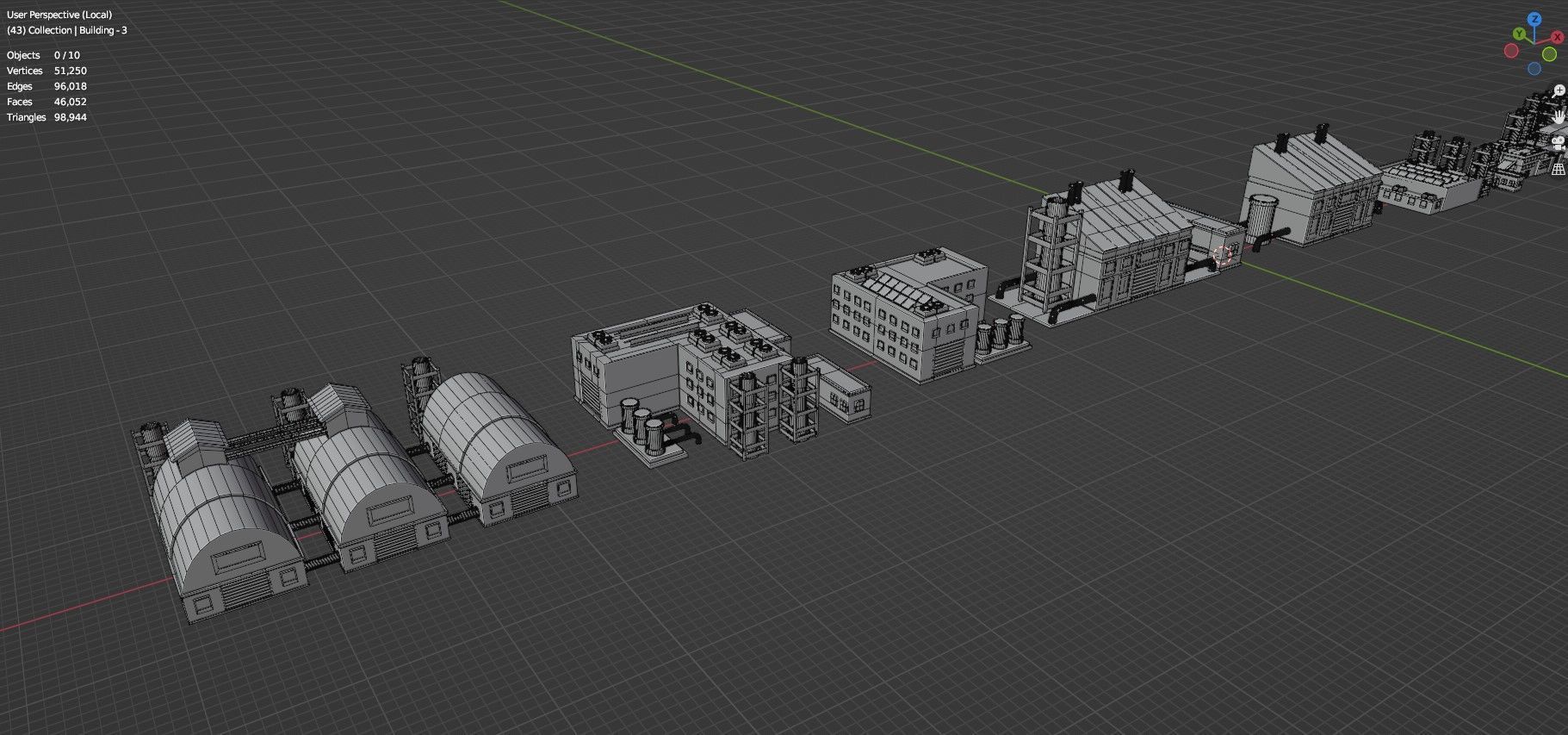 Low Poly City Buildings Pack Of 230 - Game Ready - Untextured  Low-poly 3D model_106