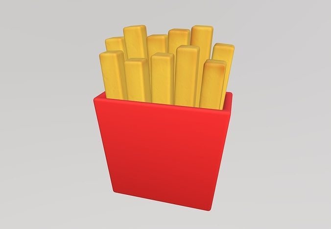 Stylized Low-Poly Burger and French Fries Low-poly 3D model 6