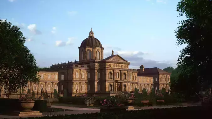 Modular English Mansion Environment Low-poly 3D model