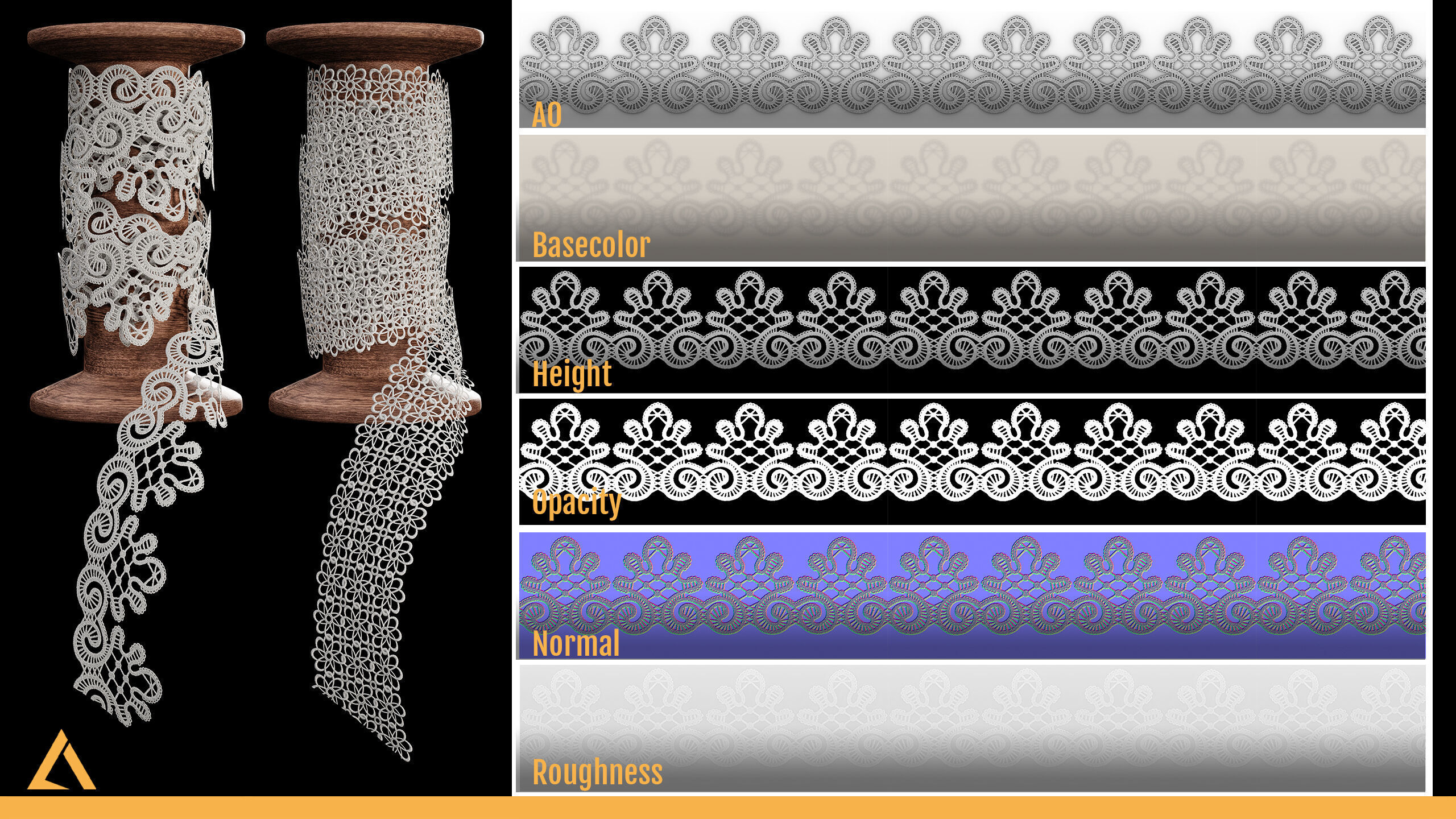 50 Lace Fabric Trim Materials SBSR and Texture  VOL02 Texture_11
