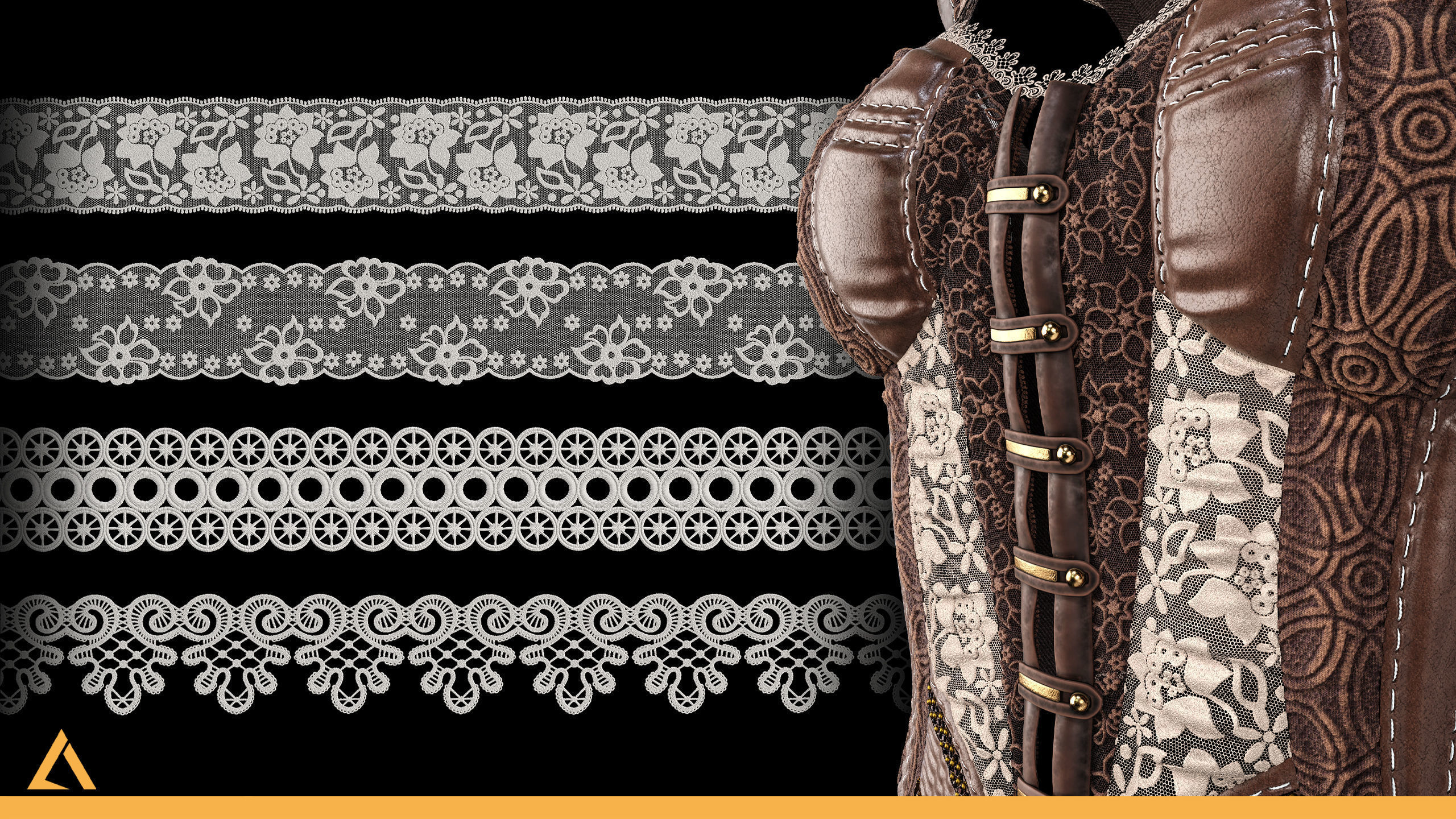 50 Lace Fabric Trim Materials SBSR and Texture  VOL02 Texture_2