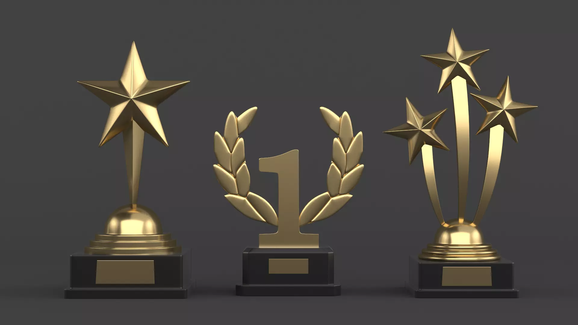 Gold Trophy Cups 3D model_0