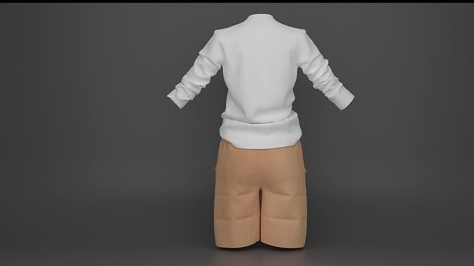 street shirt and short model in Marvelous Designer Low-poly 3D model