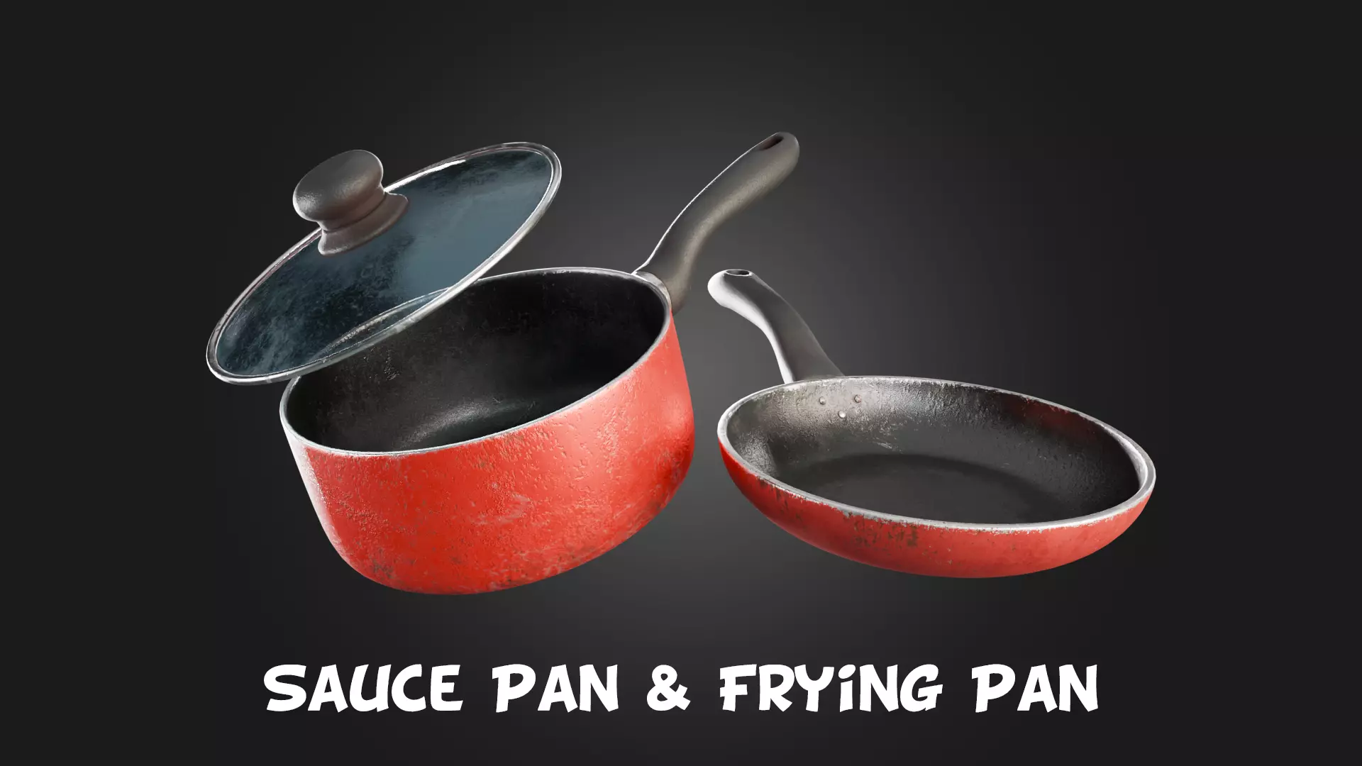 Sauce Pan and Frying Pan Low-poly 3D model_0