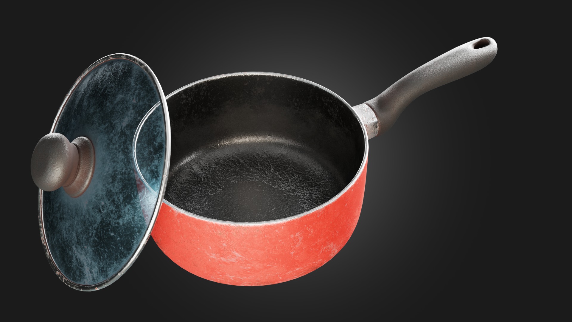 Sauce Pan and Frying Pan Low-poly 3D model_1