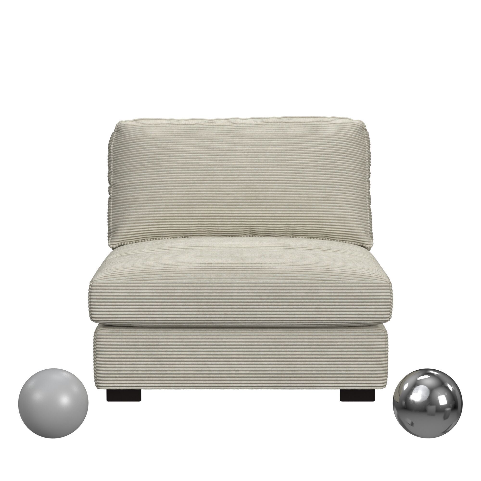 Arizona Modular Armless Chair In Steno Beige 3D model_1