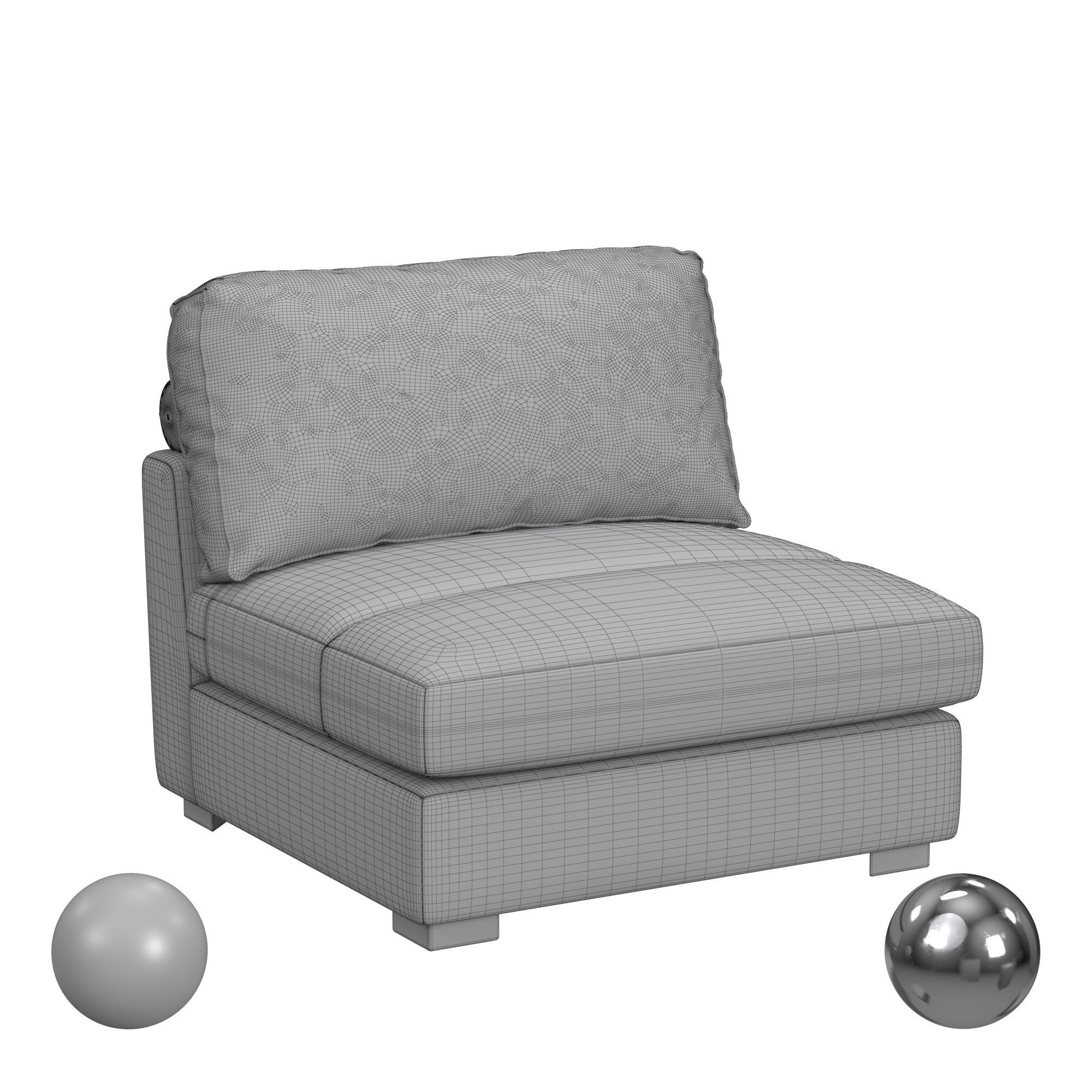 Arizona Modular Armless Chair In Steno Beige 3D model_3