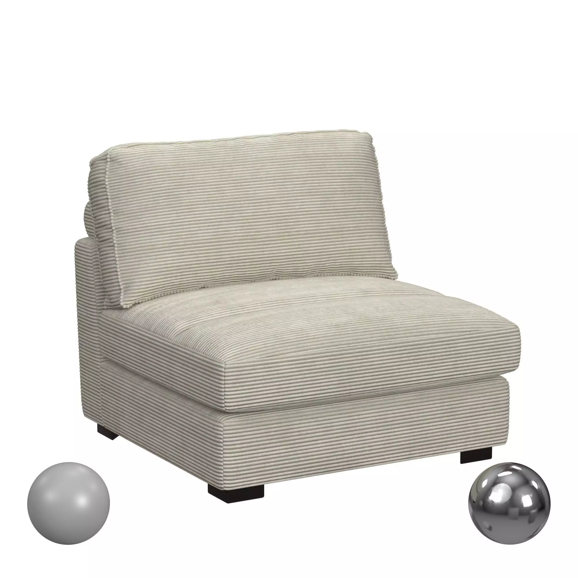 Arizona Modular Armless Chair In Steno Beige 3D model_0