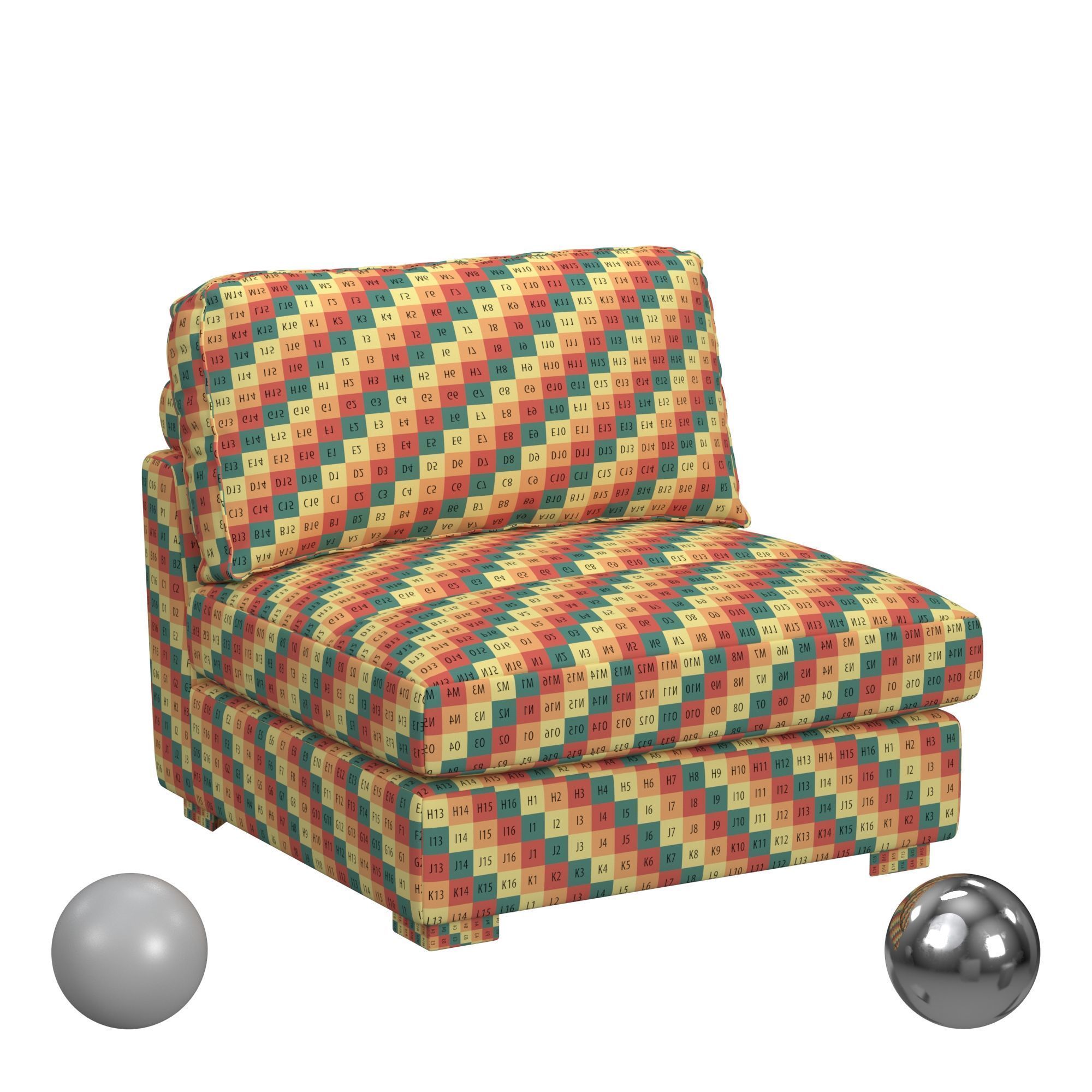 Arizona Modular Armless Chair In Steno Beige 3D model_2