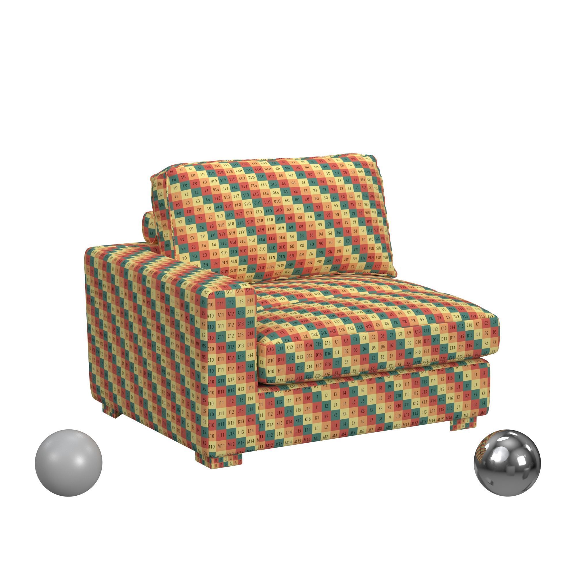 Arizona Modular LHF Armchair In Steno Beige 3D model_2