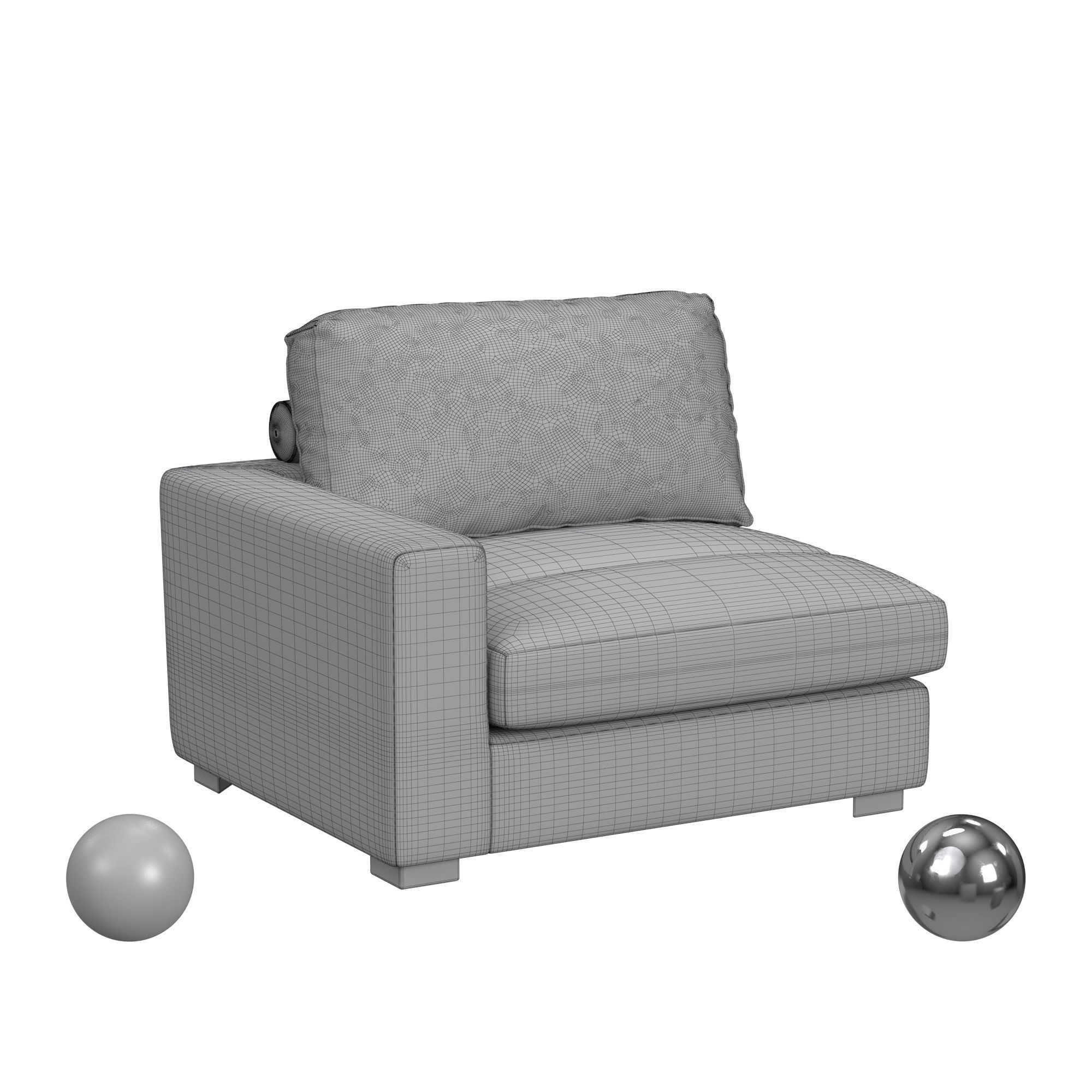 Arizona Modular LHF Armchair In Steno Beige 3D model_3