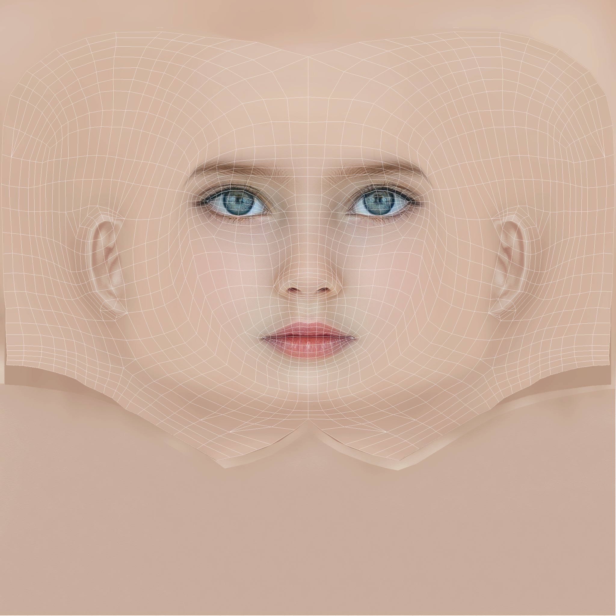 Pretty Child Head 02 - No Hair - Low poly head for game Low-poly 3D model_9