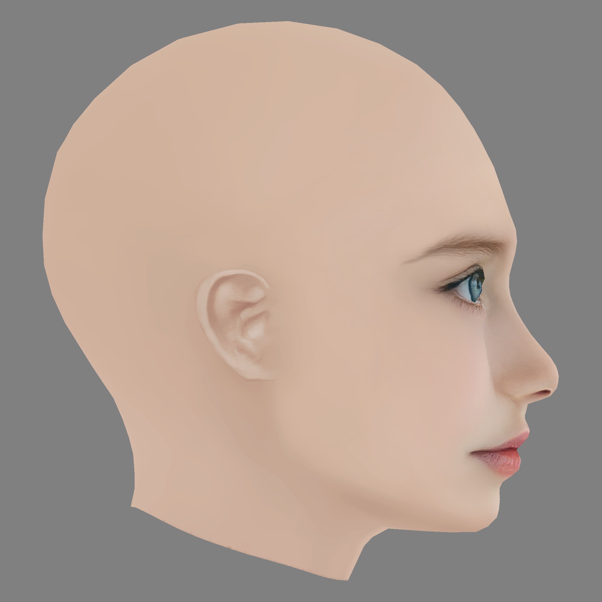 Pretty Child Head 02 - No Hair - Low poly head for game Low-poly 3D model_6
