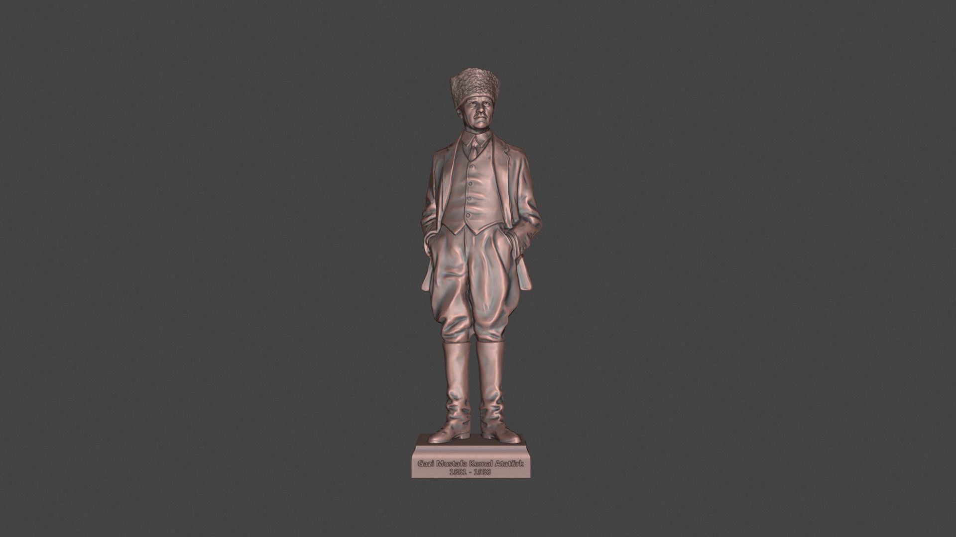 Gazi Mustafa Kemal Ataturk Statue 3D print model_2