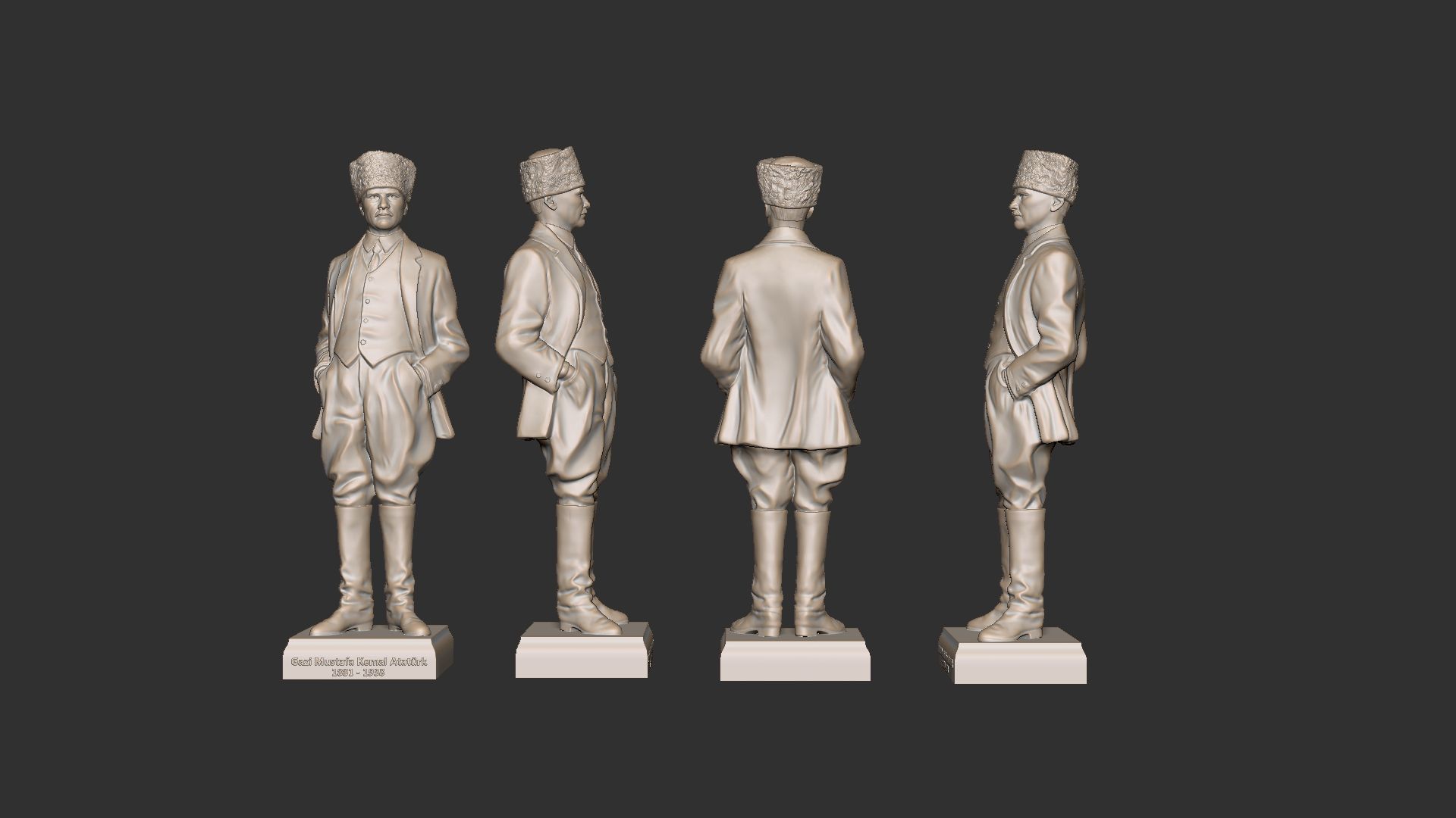 Gazi Mustafa Kemal Ataturk Statue 3D print model_8