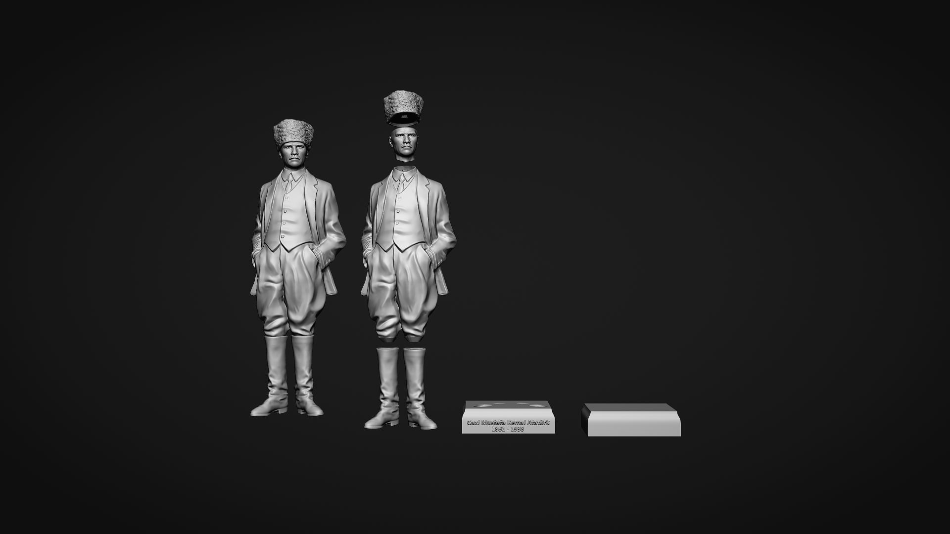 Gazi Mustafa Kemal Ataturk Statue 3D print model_3