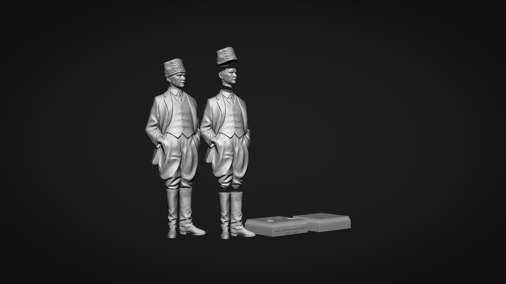 Gazi Mustafa Kemal Ataturk Statue 3D print model_4