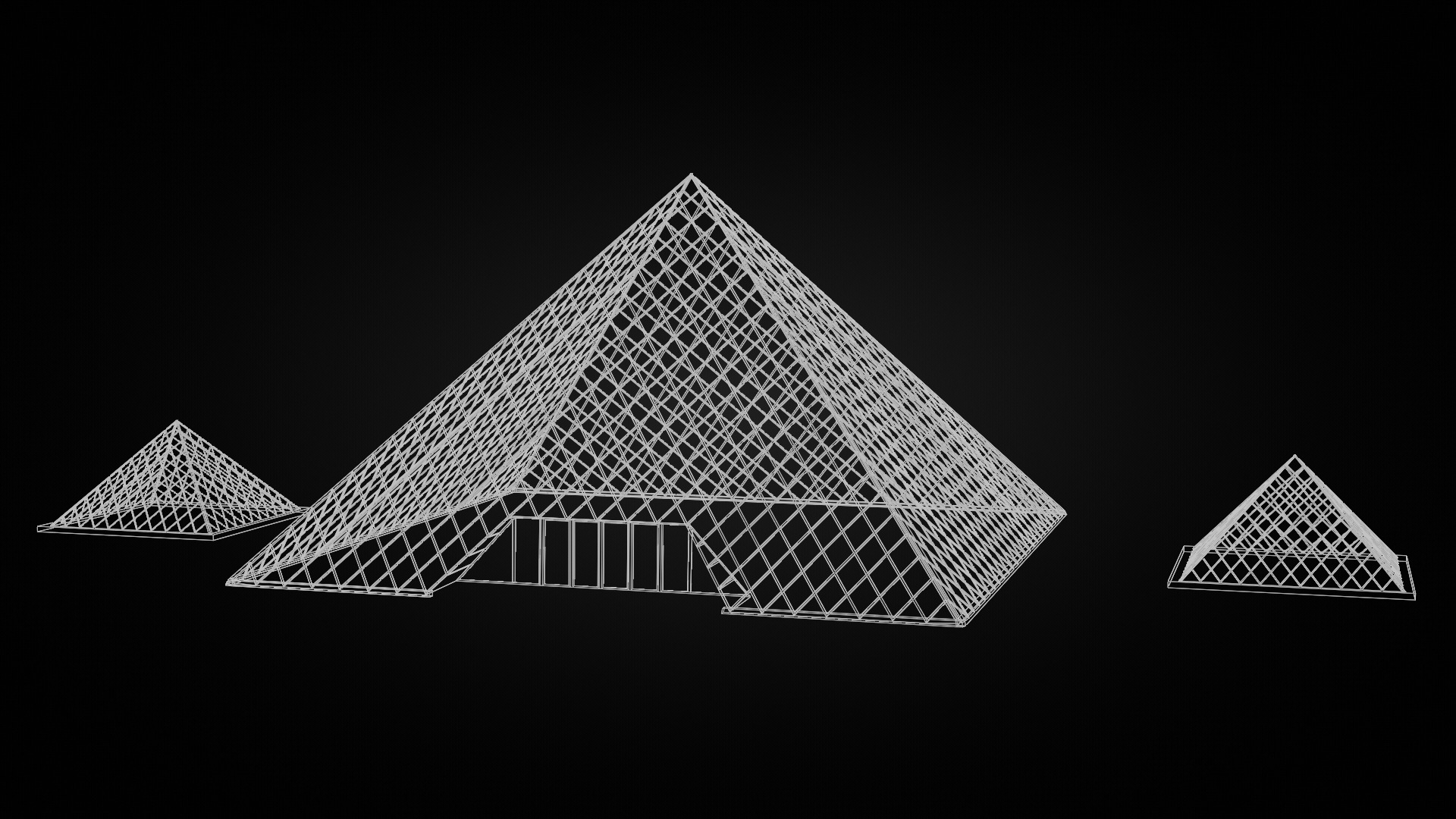 Low Poly Louvre Museum  Low-poly 3D model_4