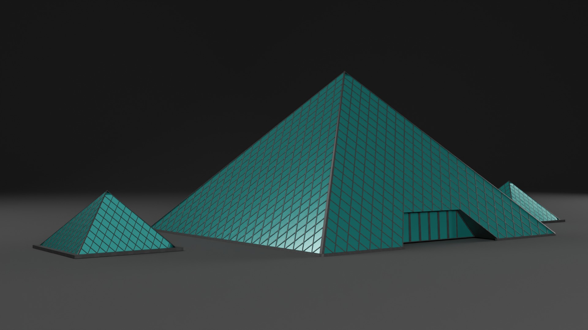 Low Poly Louvre Museum  Low-poly 3D model_2