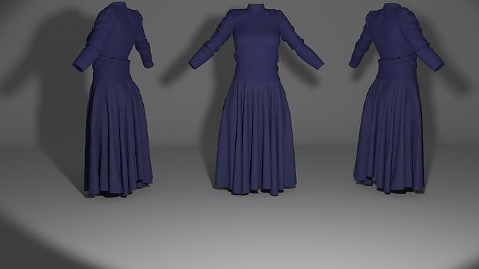 long platted skirt and beautifull dress 3d model Low-poly 3D model