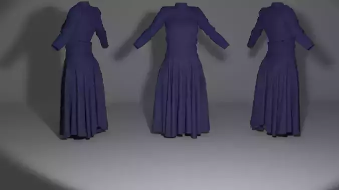 long platted skirt and beautifull dress 3d model