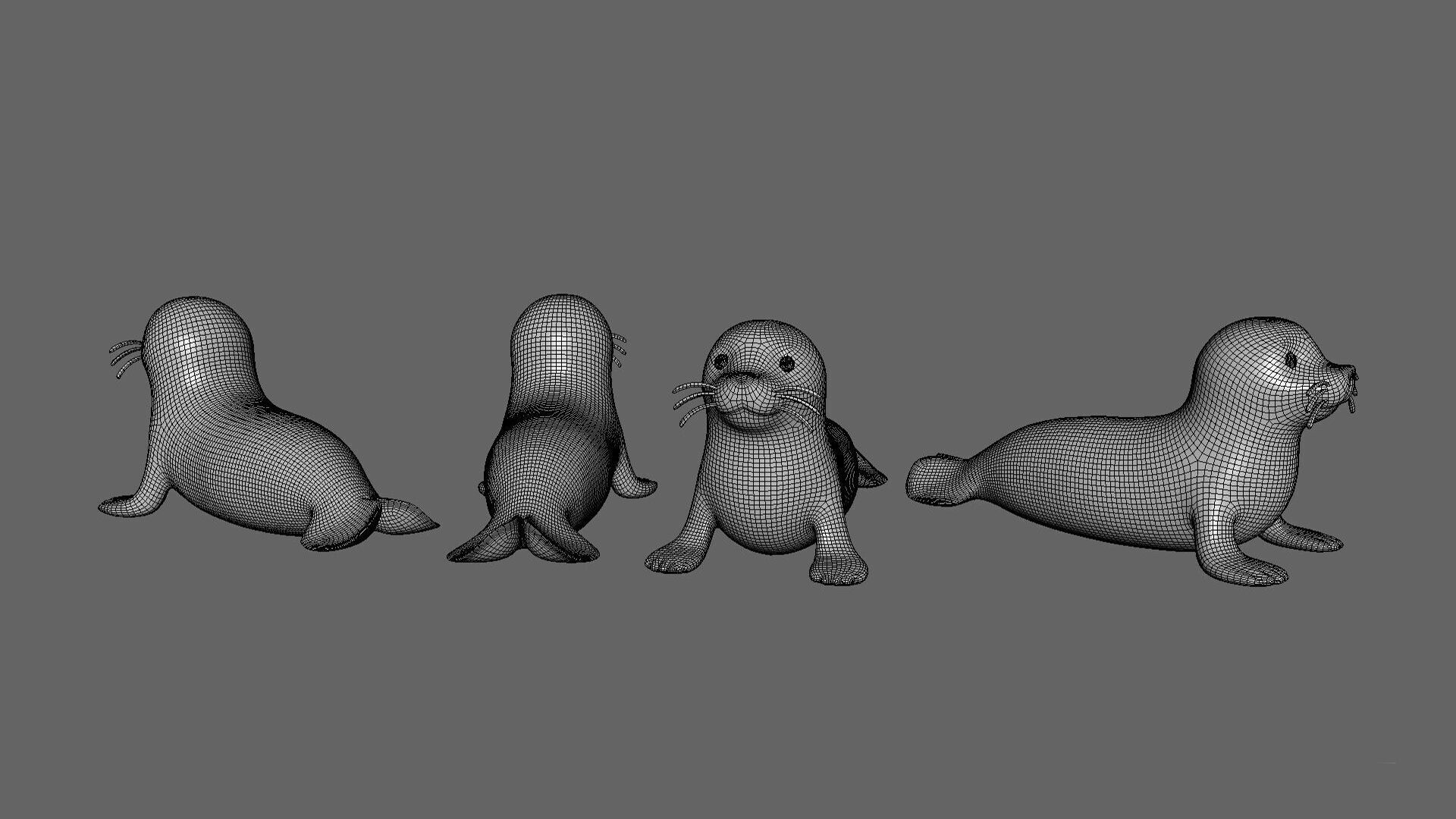 Cartoon Walrus 3D model_7