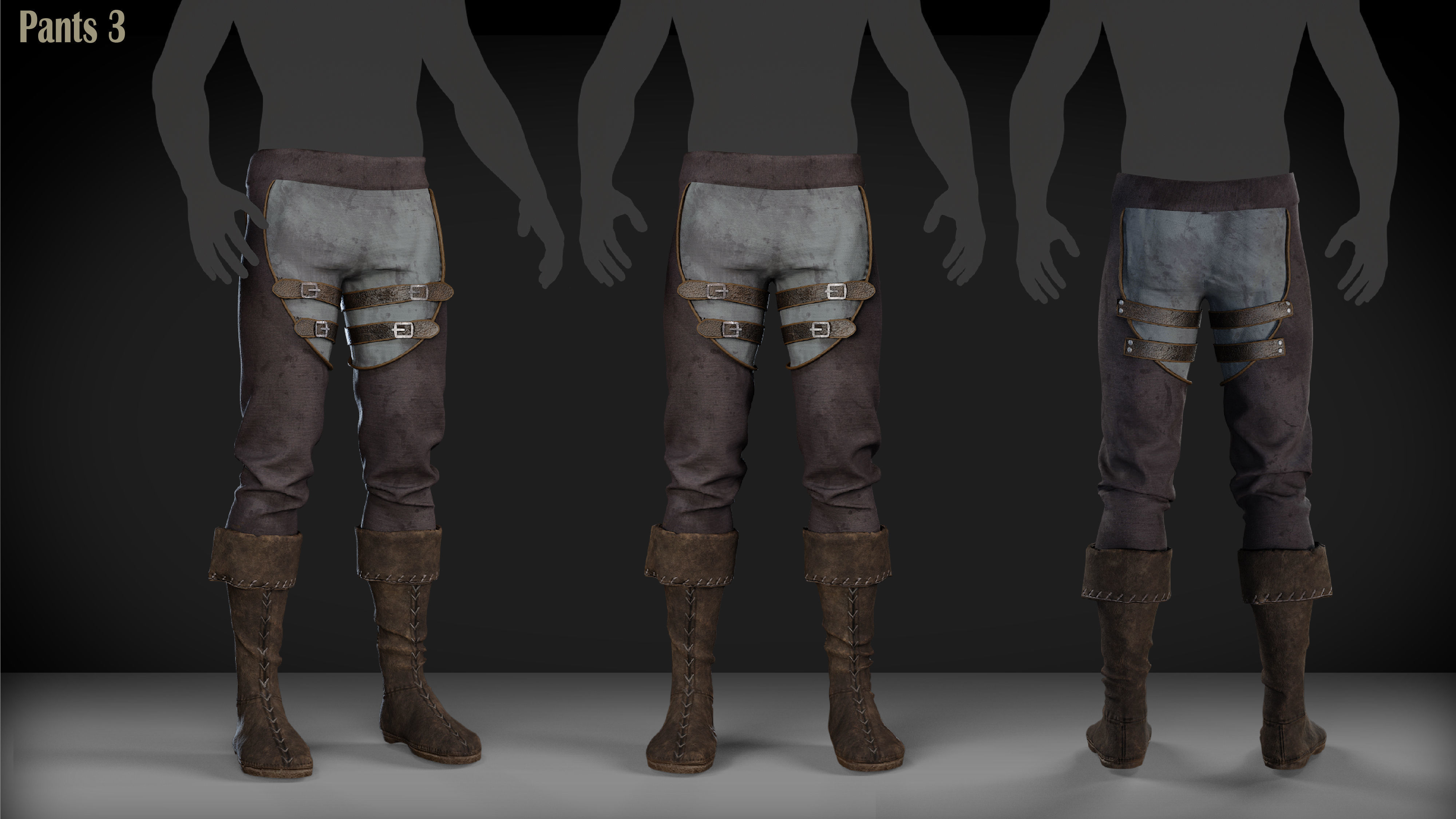 Medieval Pants Shoes character Clothing 3D model_3