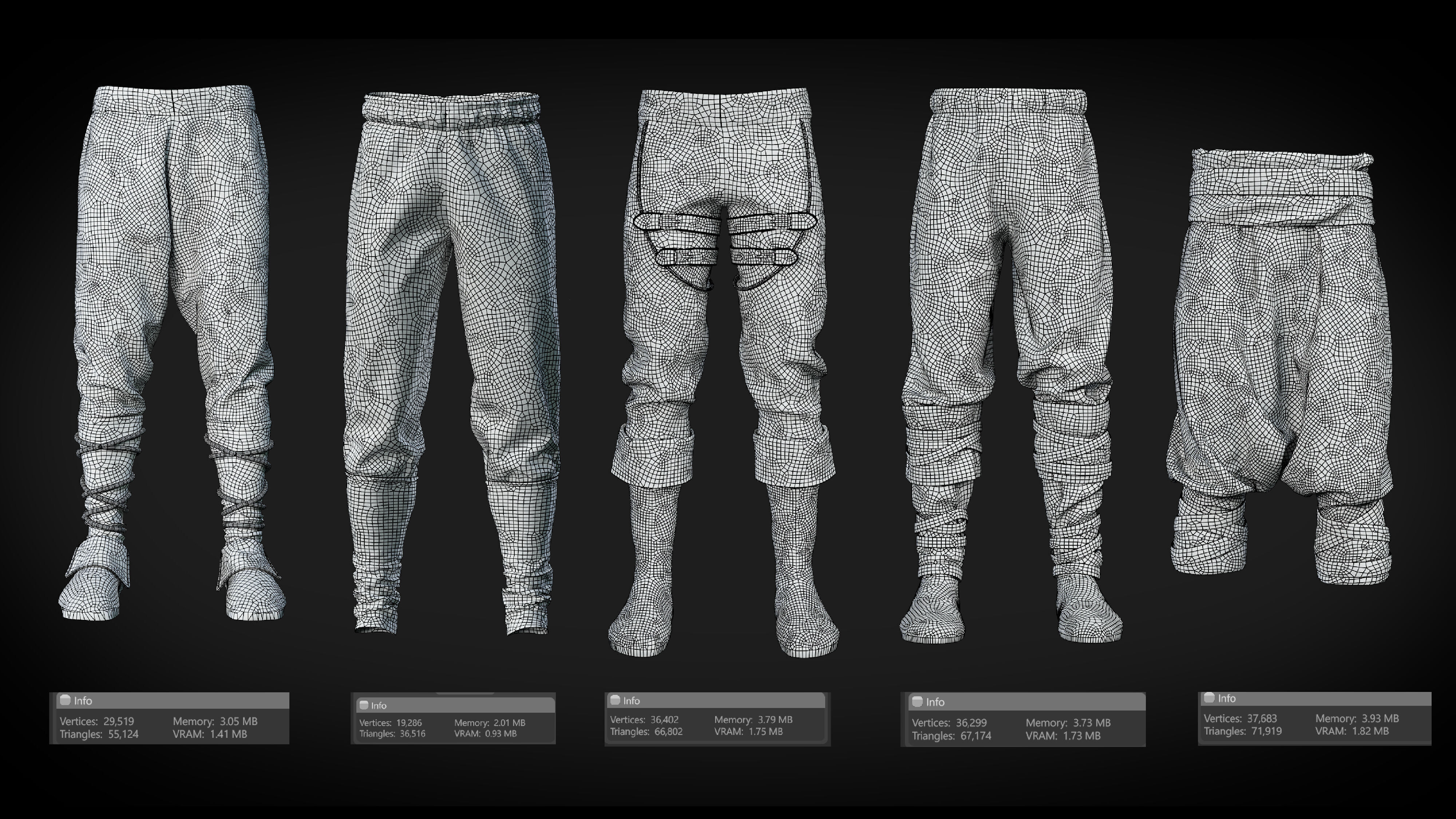 Medieval Pants Shoes character Clothing 3D model_6
