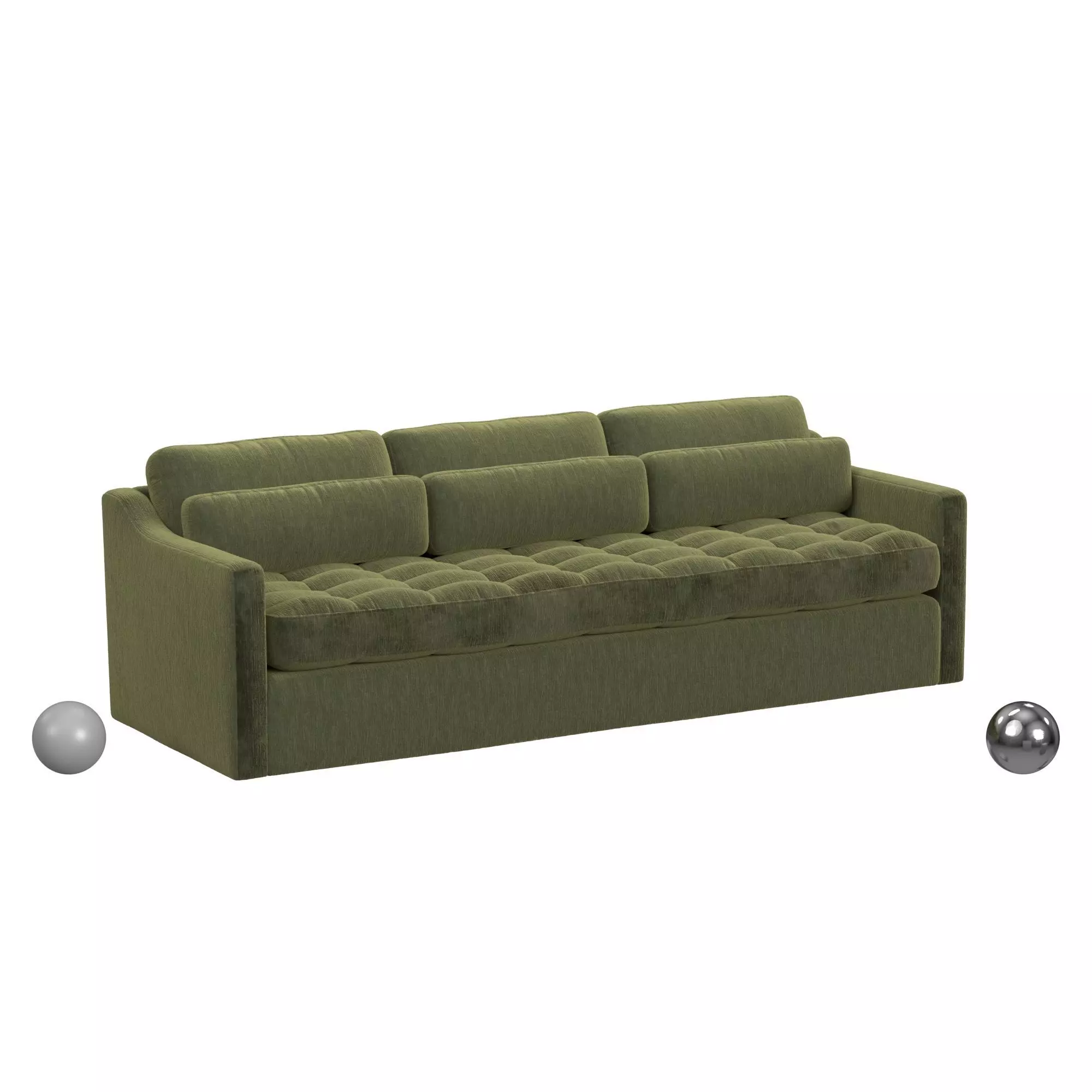  SLOPE 90 INCH SOFA - MARTINI OLIVE ANTIQUE VELVET 3D model_0