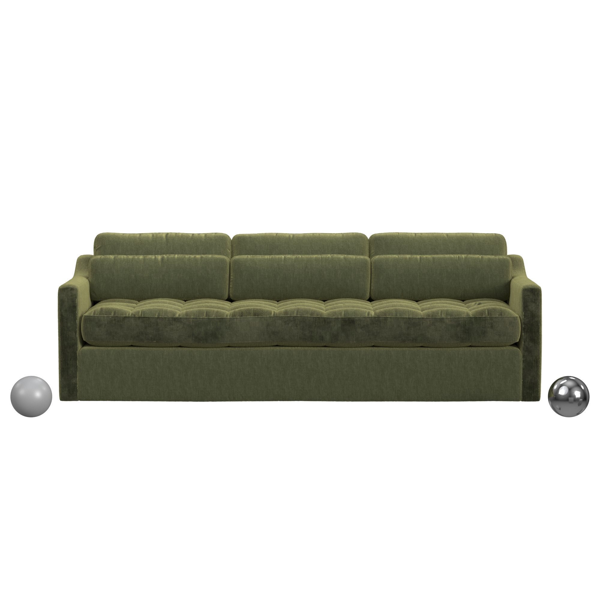  SLOPE 90 INCH SOFA - MARTINI OLIVE ANTIQUE VELVET 3D model_1
