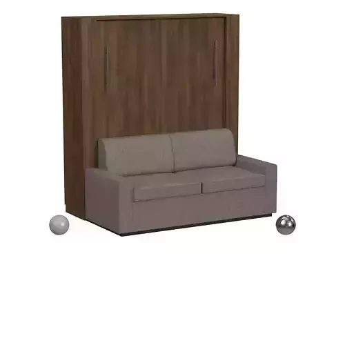 Sofa Wall Bed In Medium Walnut With Pewter Fabric