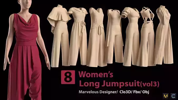 8 womens Long jumpsuit -vol3 3D model
