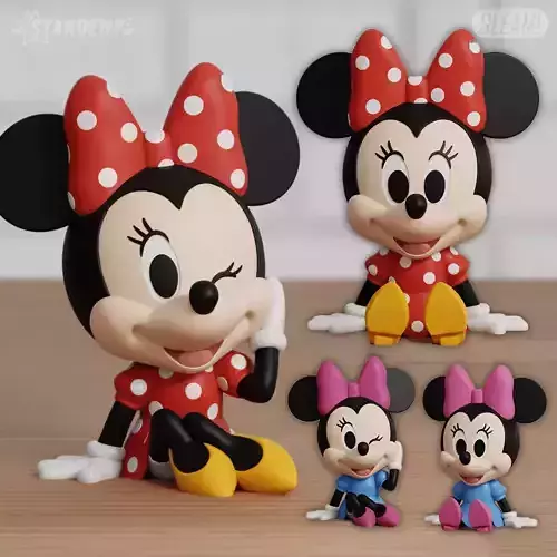 Minnie Chibi 4 models Cute Mouse Disney Fanart 3D print model