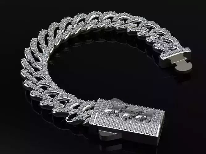 Diamond cuban chain with lock stl file