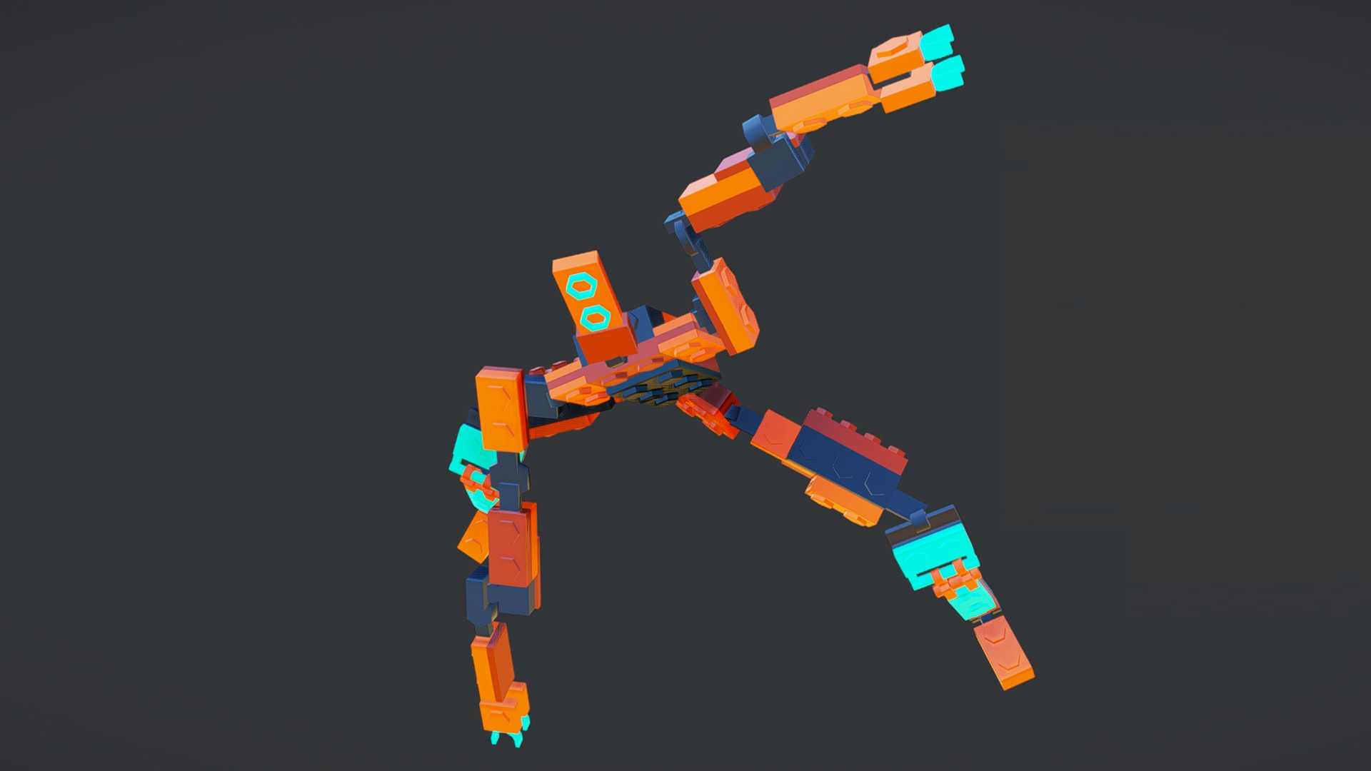 Brick Toy 3D - Low Poly - Fighter Robots Low-poly 3D model_1