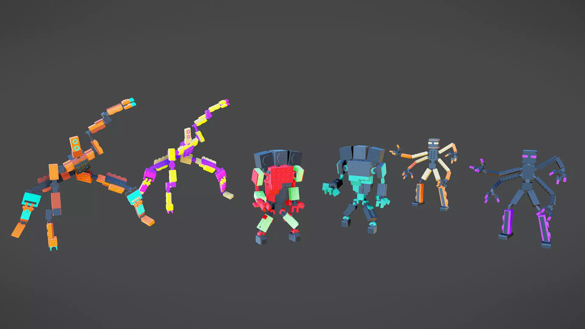 Brick Toy 3D - Low Poly - Fighter Robots Low-poly 3D model_0