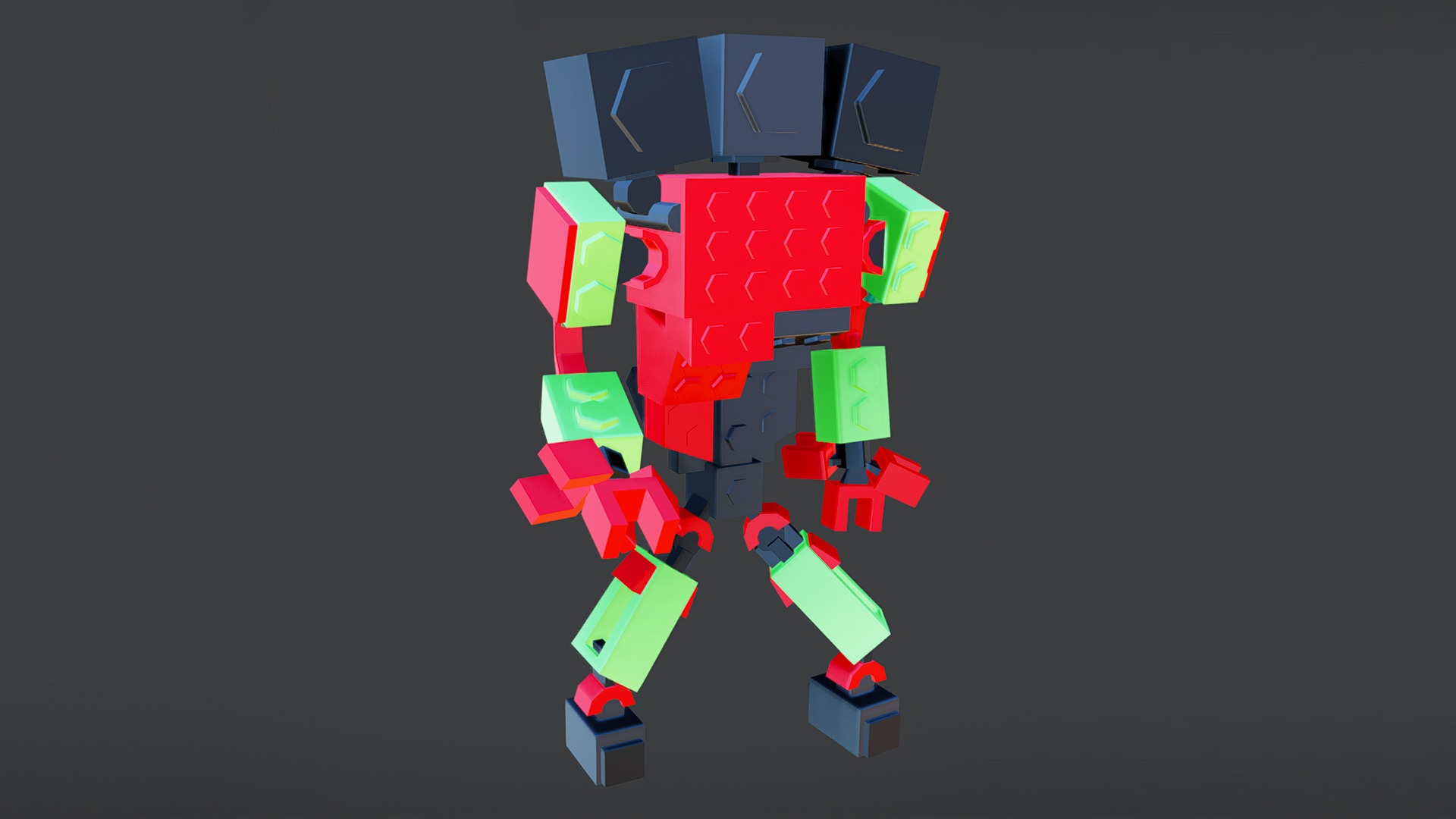Brick Toy 3D - Low Poly - Fighter Robots Low-poly 3D model_5
